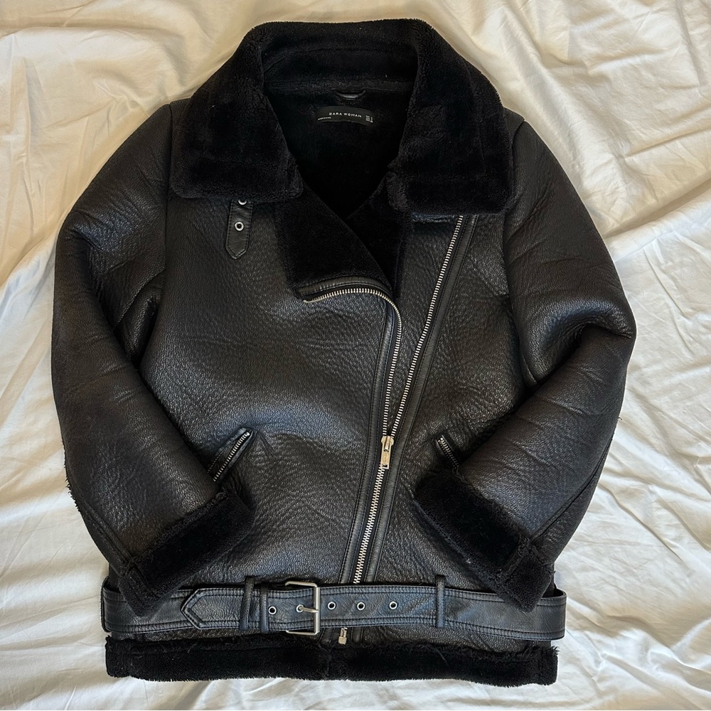 Women's Zara Black Double Faced Jacket, Size S